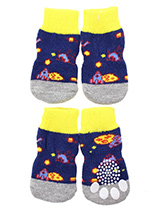 Space Invaders Pet Socks - These fun and functional doggie socks protect your dogs paws from mud, snow, ice, hot pavement, hot sand and other extreme weather. Made from 95% cotton & 5% spandex making them comfortable and secure. Each sock features a paw shaped anti-slip silica pad & help keep your house sanitary. (set of 4).