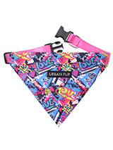 Pink Graffiti Bandana - Our Pink Graffiti Bandana is a street art inspired design. It is a contemporary style and the floral pattern is right on trend. Just attach your lead to the D ring and this stylish Bandana can also be used as a collar. It is lightweight and incredibly strong. You can be sure that this stylish and pr...